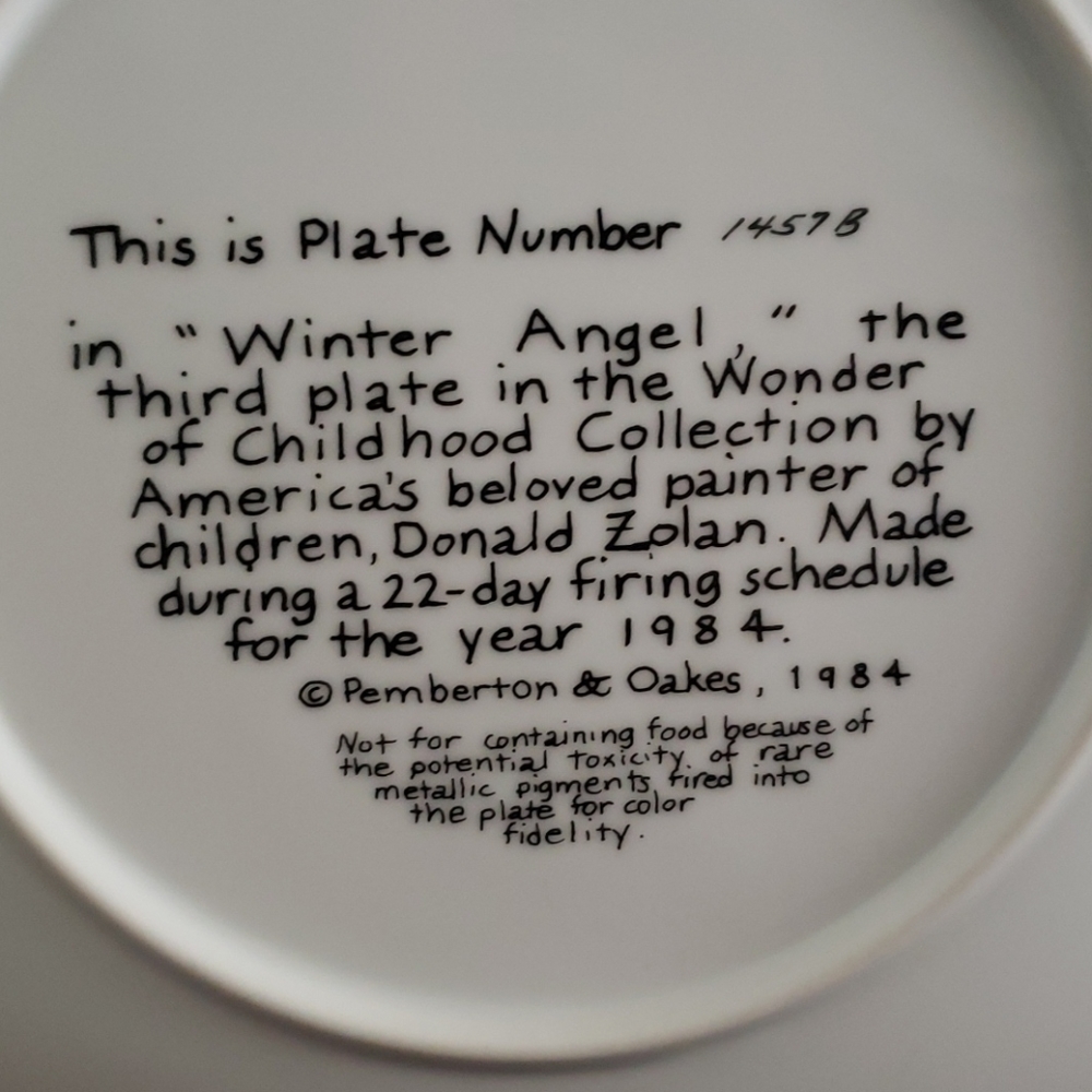 'Winter Angel' Plate # 1457B - Picture 3 of 5